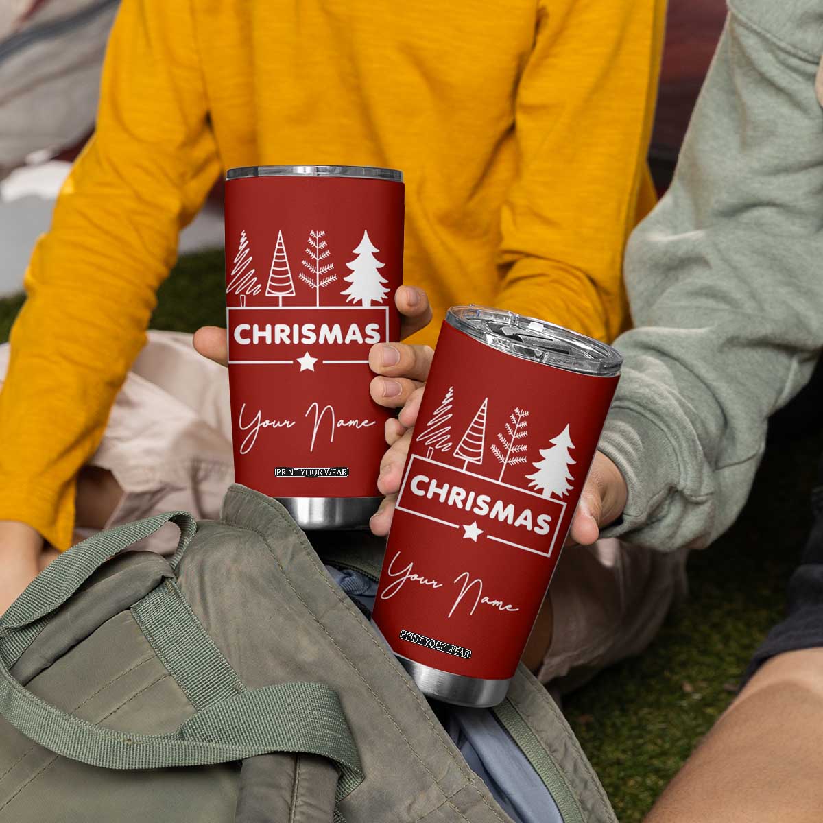 Personalized Christmas Tumbler Cup Custom Name Xmas Tree Gifts for Mom Her Coworkers TB10 Print Your Wear