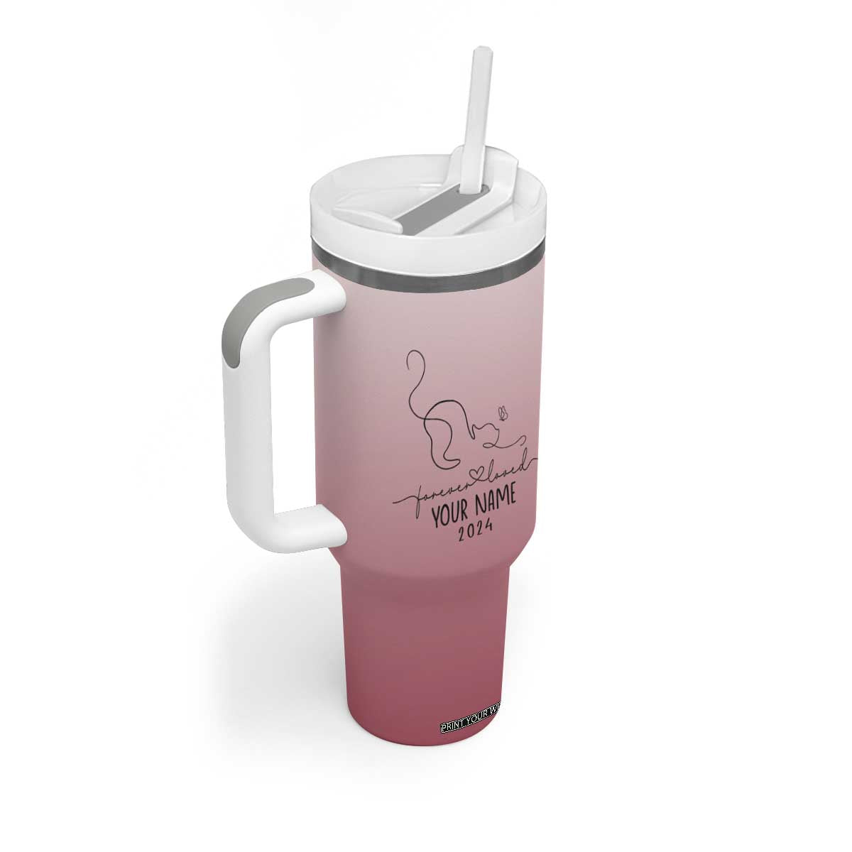 Personalized Cat Memorial Tumbler With Handle Custom Name Cat Loss Gift TB10 Print Your Wear