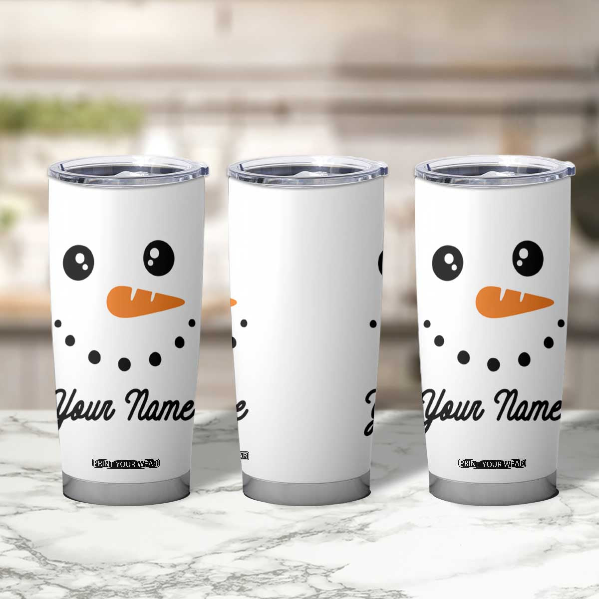 Personalized Christmas Tumbler Cup Custom Name Xmas Gift Snowman Face Family Matching Set TB10 Print Your Wear