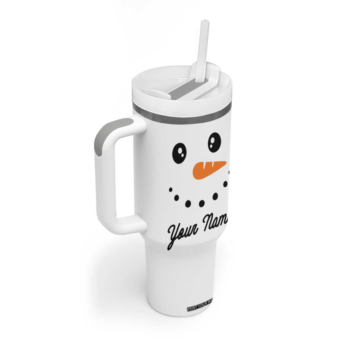 Personalized Christmas Tumbler With Handle Custom Name Xmas Gift Snowman Face Family Matching Set TB10 Print Your Wear