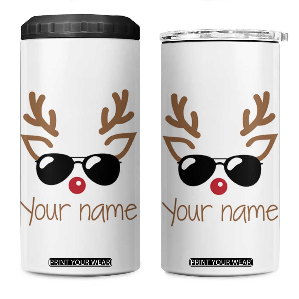 Personalized Christmas 4 in 1 Can Cooler Tumbler Custom Name Xmas Gift For Kids Boys Family Matching Set Reindeer Face TB10 One Size: 16 oz White Print Your Wear