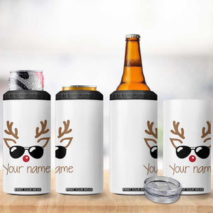 Personalized Christmas 4 in 1 Can Cooler Tumbler Custom Name Xmas Gift For Kids Boys Family Matching Set Reindeer Face TB10 Print Your Wear