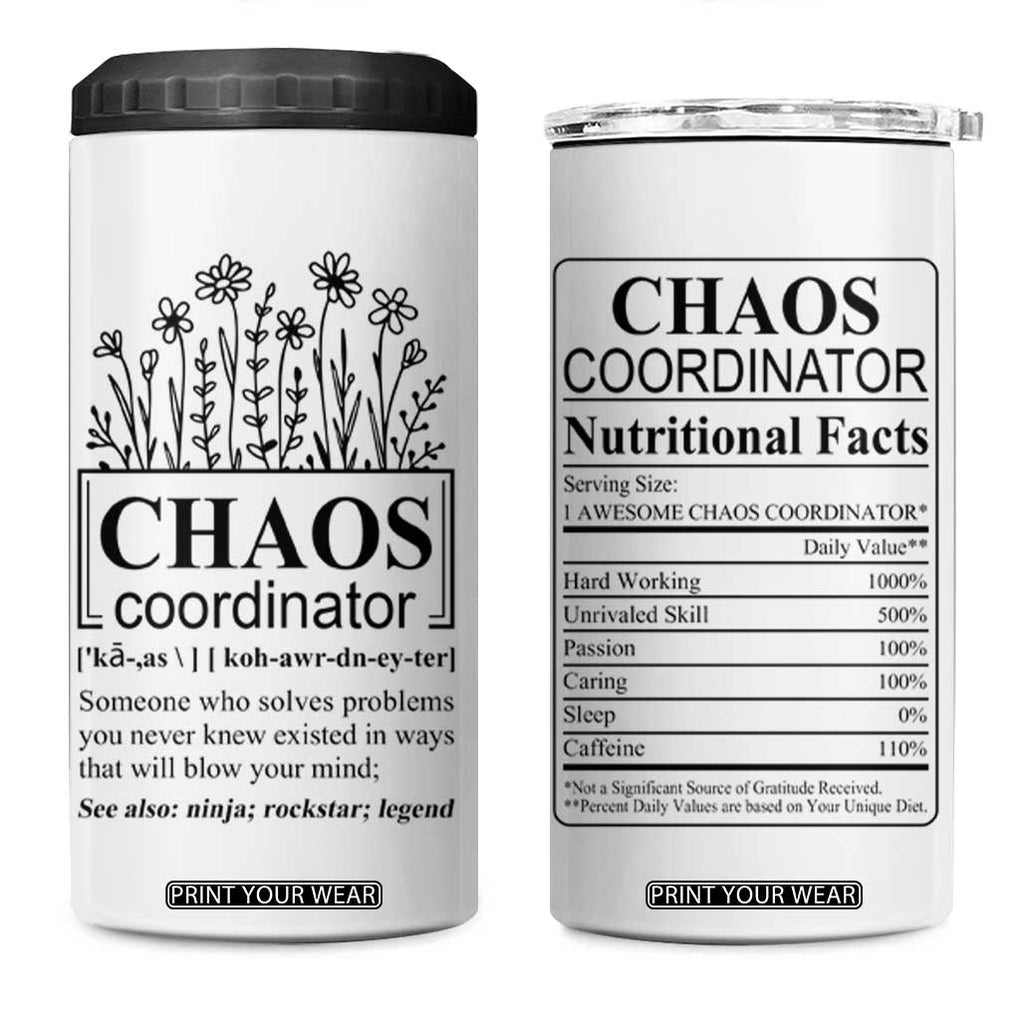 Chaos Coordinator Thank YouGift 4 in 1 Can Cooler Tumbler Christmas Gift for Colleague Coworker Travel Mug White TB10 One Size: 16 oz White Print Your Wear