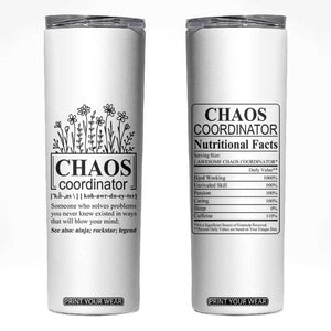 Chaos Coordinator Thank YouGift Skinny Tumbler Christmas Gift for Colleague Coworker Travel Mug White TB10 White Print Your Wear