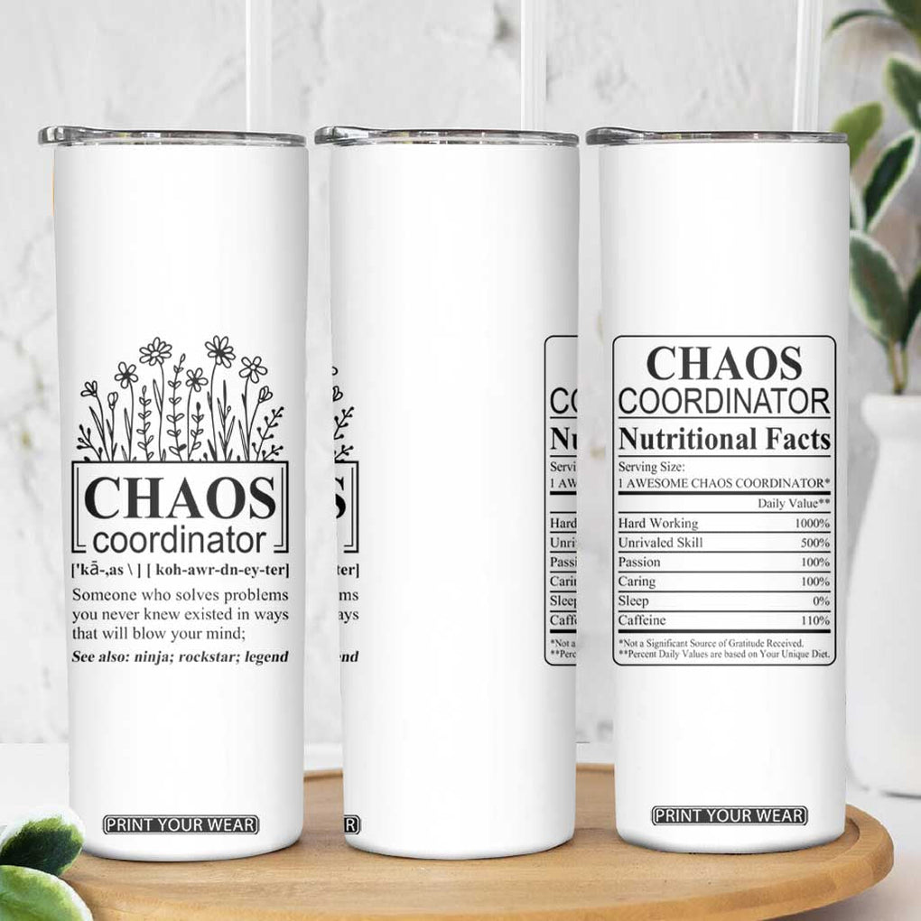 Chaos Coordinator Thank YouGift Skinny Tumbler Christmas Gift for Colleague Coworker Travel Mug White TB10 Print Your Wear