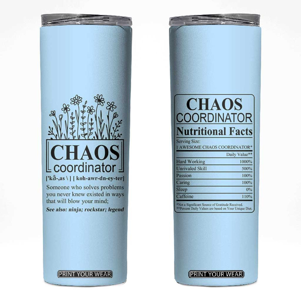 Chaos Coordinator Thank YouGift Skinny Tumbler Christmas Gift for Colleague Coworker Travel Mug Blue TB10 Blue Print Your Wear