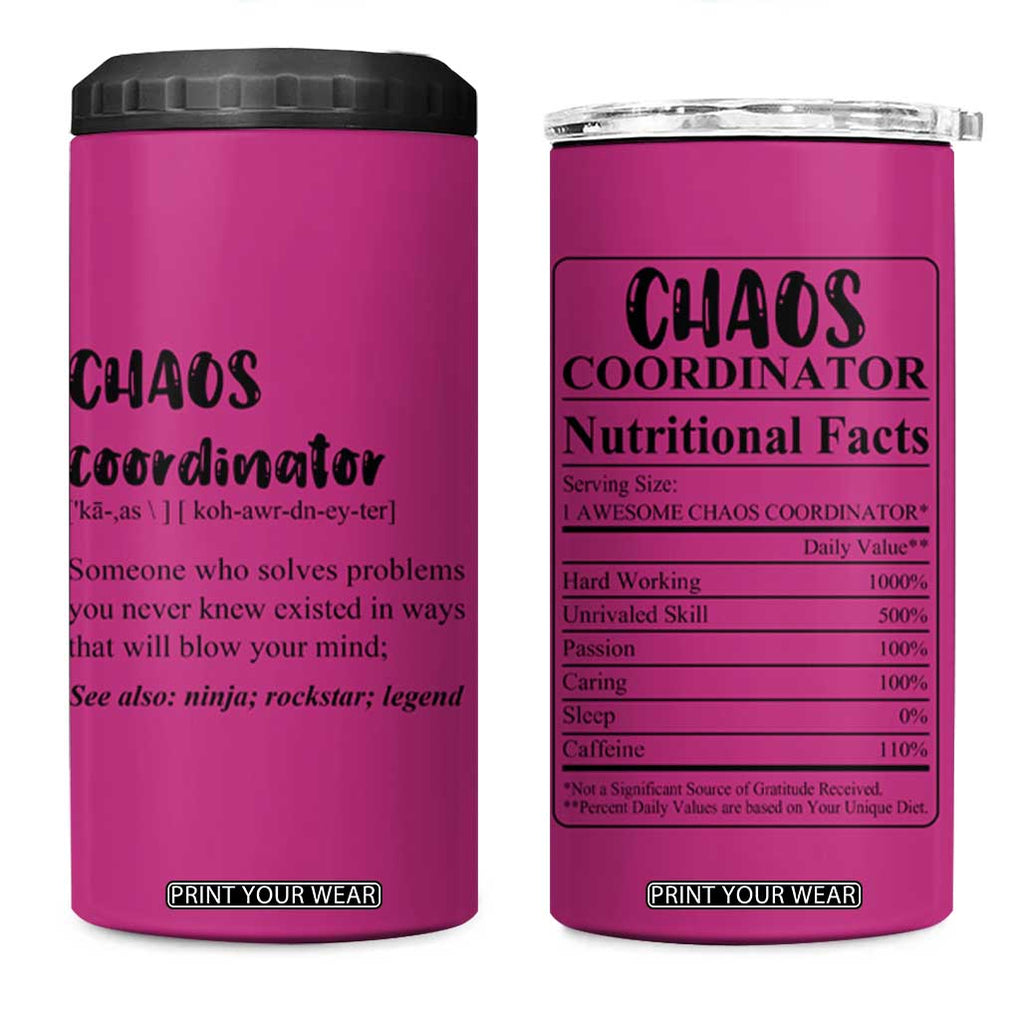 Chaos Coordinator 4 in 1 Can Cooler Tumbler Christmas Gifts for Colleague Coworker Travel Mug Thank You Gift Pink TB10 One Size: 16 oz Pink Print Your Wear