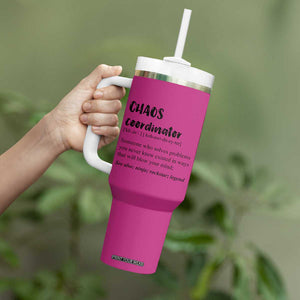 Chaos Coordinator Tumbler With Handle Christmas Gifts for Colleague Coworker Travel Mug Thank You Gift Pink TB10 Print Your Wear