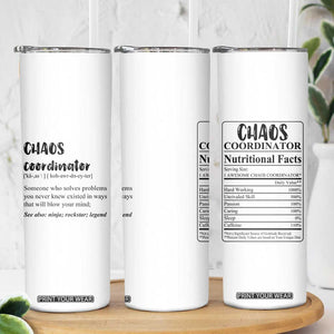 Chaos Coordinator Skinny Tumbler Christmas Gifts for Colleague Coworker Travel Mug Thank You Gift White TB10 Print Your Wear