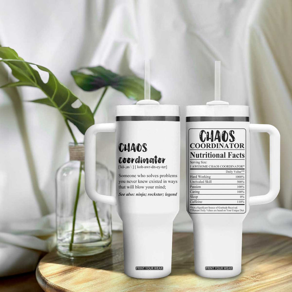 Chaos Coordinator Tumbler With Handle Christmas Gifts for Colleague Coworker Travel Mug Thank You Gift White TB10 Print Your Wear