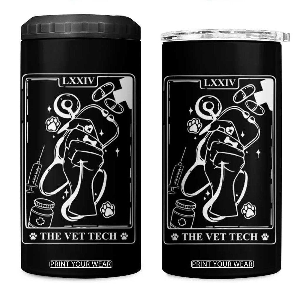 Vet Tech 4 in 1 Can Cooler Tumbler Funny Vet Staff Appreciation Gift Tarot Card TB10 One Size: 16 oz Black Print Your Wear