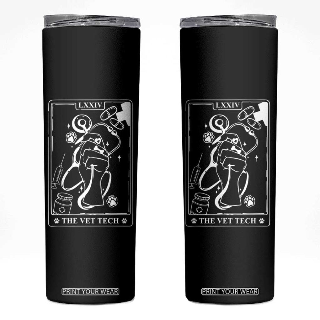 Vet Tech Skinny Tumbler Funny Vet Staff Appreciation Gift Tarot Card TB10 Black Print Your Wear