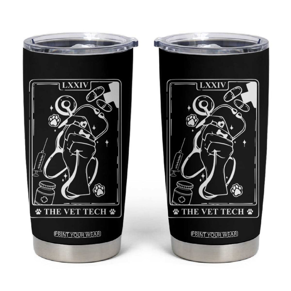 Vet Tech Tumbler Cup Funny Vet Staff Appreciation Gift Tarot Card TB10 Black Print Your Wear