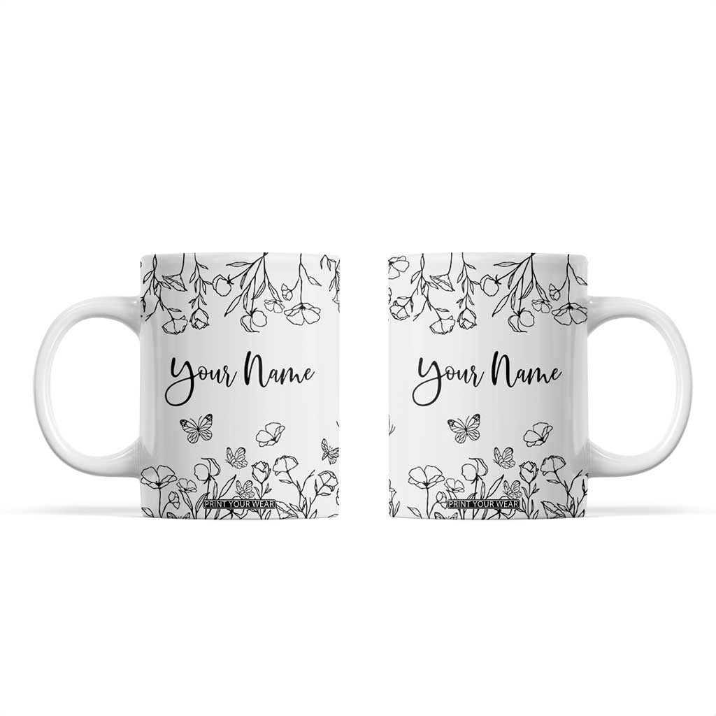 Personalized Wildflower Floral Coffee Mug Custom Name Gifts For Her TB10 Cream Print Your Wear
