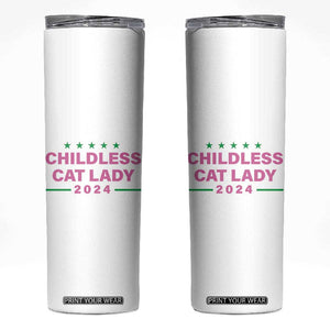 Harris 2024 Skinny Tumbler Childless Cat Lady, Ladies for Kamala TB10 White Print Your Wear