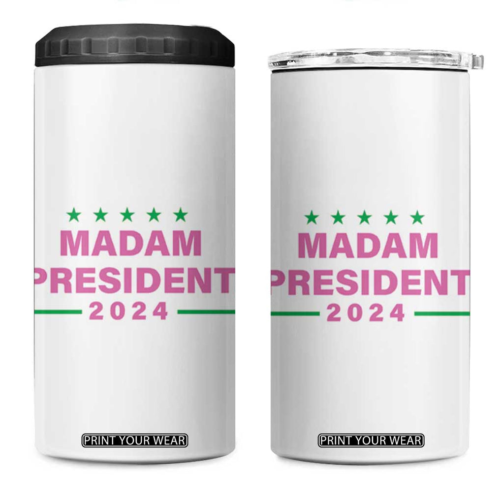 Harris 2024 4 in 1 Can Cooler Tumbler Fans Of Kamala Madam President TB10 One Size: 16 oz White Print Your Wear