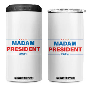 Harris 2024 4 in 1 Can Cooler Tumbler Madam President Fans Of Kamala TB10 One Size: 16 oz White Print Your Wear