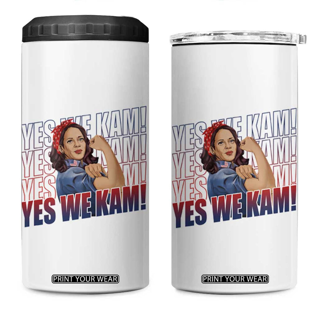 Harris 2024 4 in 1 Can Cooler Tumbler Yes We Kam Kamala Madam President TB10 One Size: 16 oz White Print Your Wear