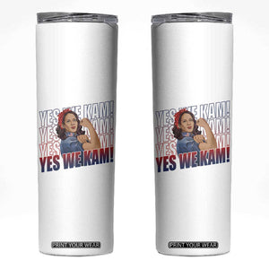 Harris 2024 Skinny Tumbler Yes We Kam Kamala Madam President TB10 White Print Your Wear