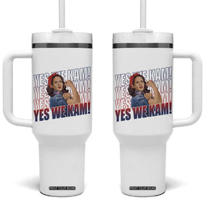 Harris 2024 Tumbler With Handle Yes We Kam Kamala Madam President TB10 One Size: 40 oz White Print Your Wear