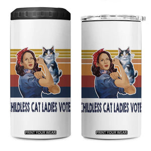 Childless Cat Ladies Vote for Kamala President 4 in 1 Can Cooler Tumbler Harris 2024 Election Vote Blue TB10 One Size: 16 oz White Print Your Wear