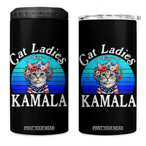 Harris 2024 4 in 1 Can Cooler Tumbler Cat Lady Ladies for Kamala Madam President TB10 One Size: 16 oz Black Print Your Wear