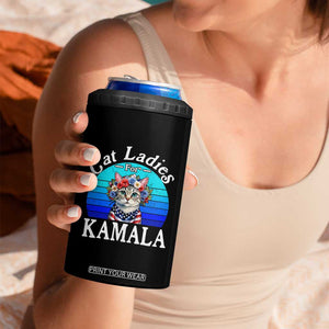 Harris 2024 4 in 1 Can Cooler Tumbler Cat Lady Ladies for Kamala Madam President TB10 Print Your Wear