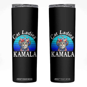 Harris 2024 Skinny Tumbler Cat Lady Ladies for Kamala Madam President TB10 Black Print Your Wear