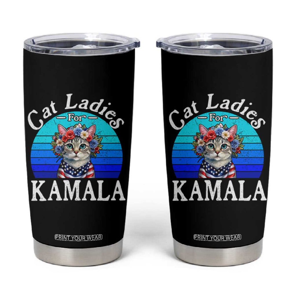 Harris 2024 Tumbler Cup Cat Lady Ladies for Kamala Madam President TB10 Black Print Your Wear