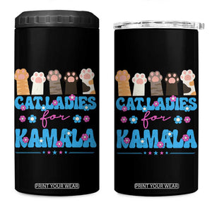 Harris 2024 4 in 1 Can Cooler Tumbler Cat Lady Ladies for Kamala Madam President TB10 One Size: 16 oz Black Print Your Wear