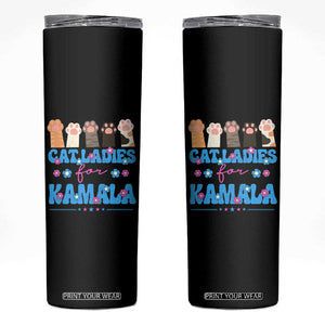 Harris 2024 Skinny Tumbler Cat Lady Ladies for Kamala Madam President TB10 Black Print Your Wear