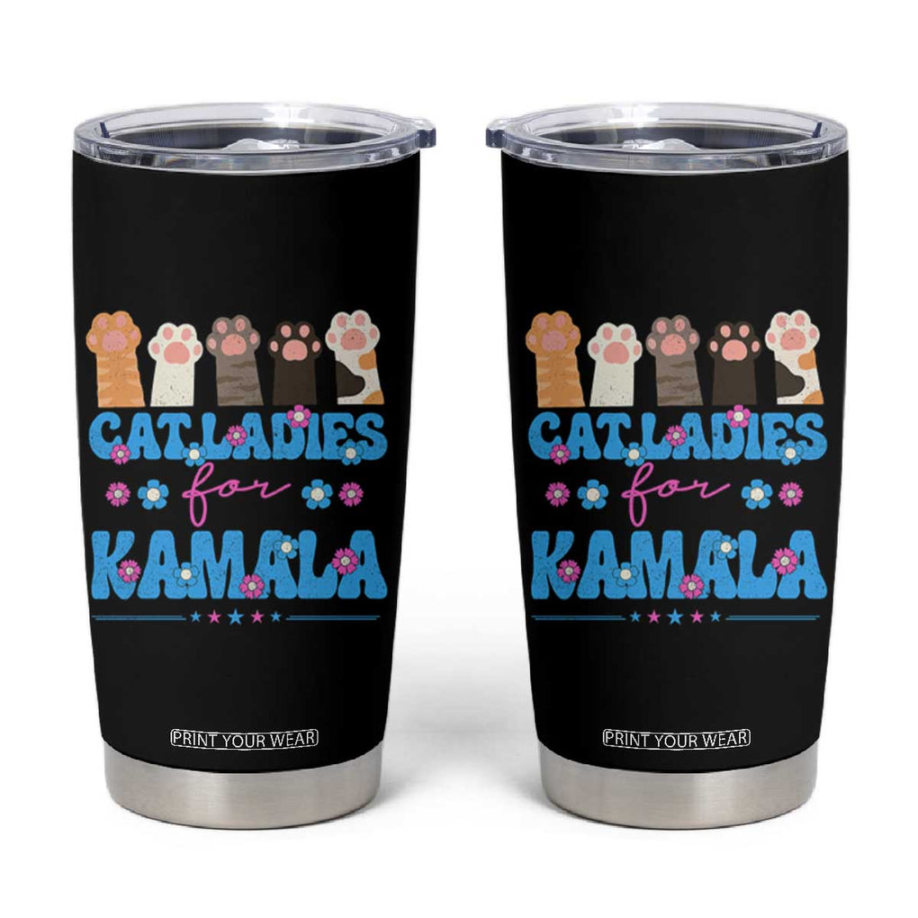 Harris 2024 Tumbler Cup Cat Lady Ladies for Kamala Madam President TB10 Black Print Your Wear