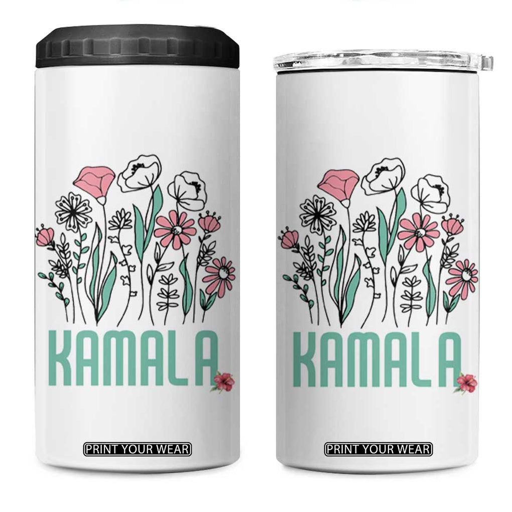 Harris 2024 4 in 1 Can Cooler Tumbler Kamala Madam President Flowers TB10 One Size: 16 oz White Print Your Wear