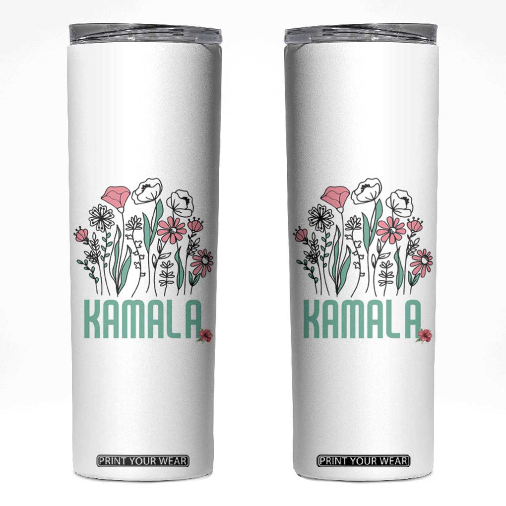 Harris 2024 Skinny Tumbler Kamala Madam President Flowers TB10 White Print Your Wear