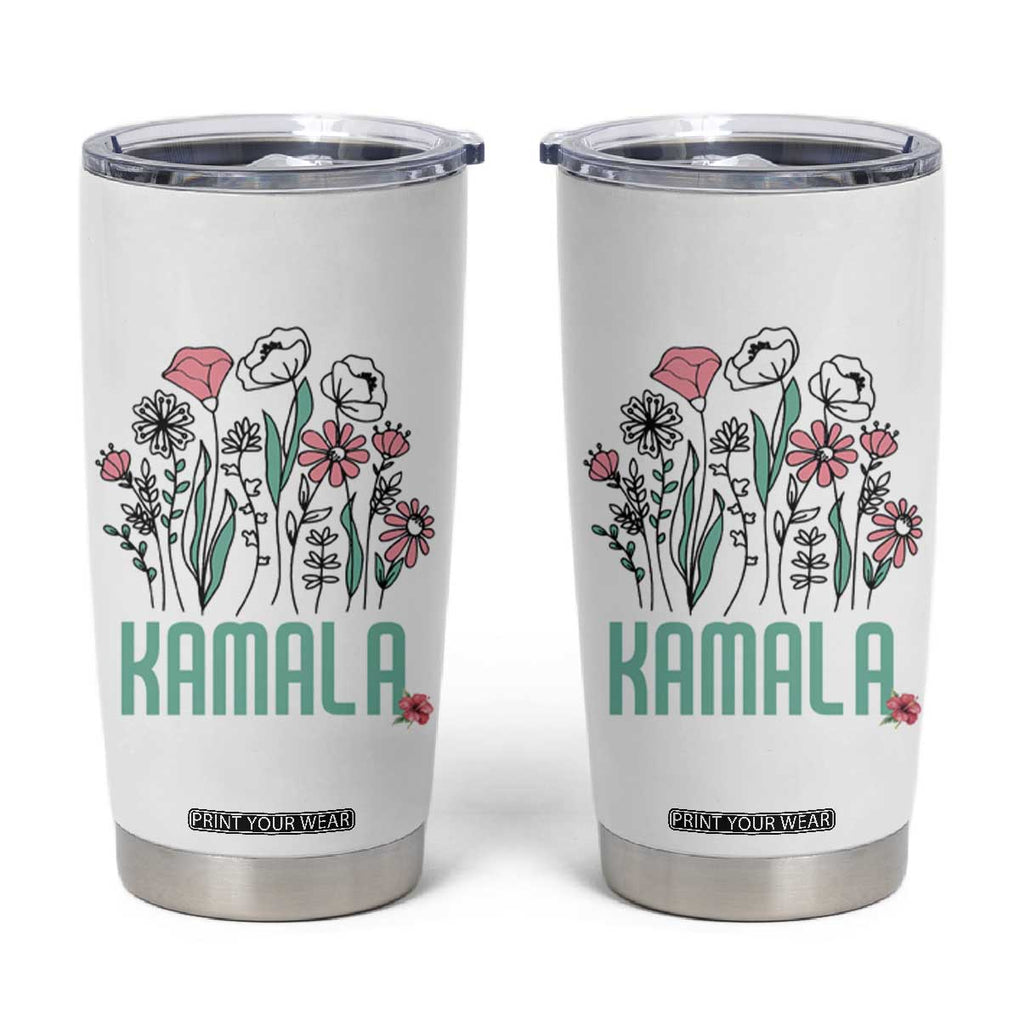 Harris 2024 Tumbler Cup Kamala Madam President Flowers TB10 White Print Your Wear