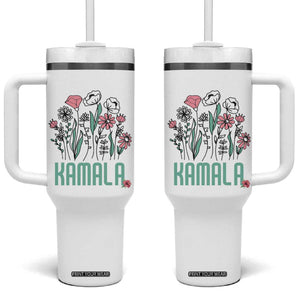 Harris 2024 Tumbler With Handle Kamala Madam President Flowers TB10 One Size: 40 oz White Print Your Wear