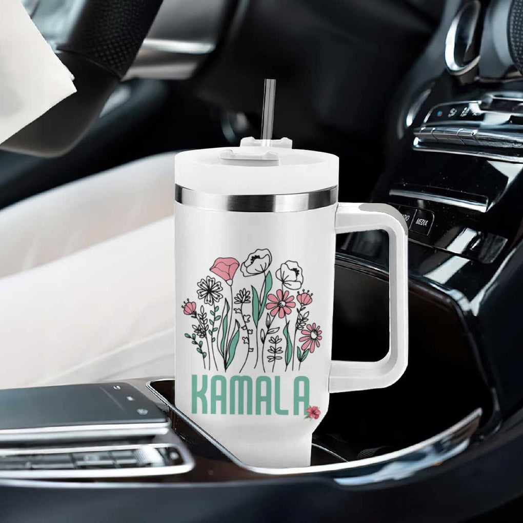 Harris 2024 Tumbler With Handle Kamala Madam President Flowers TB10 Print Your Wear