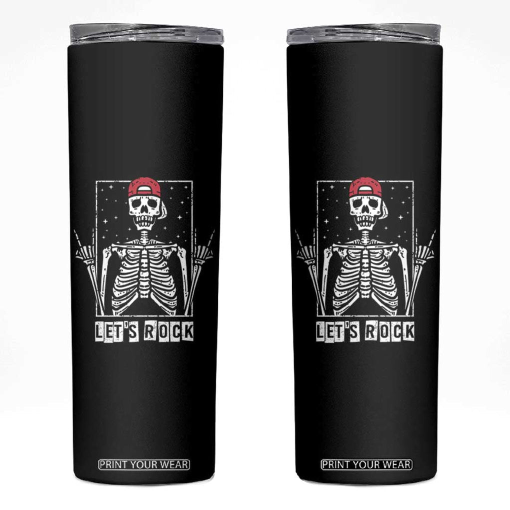 Rock On Skeleton Hand Skinny Tumbler Rock and Roll Horns Up TB10 Black Print Your Wear