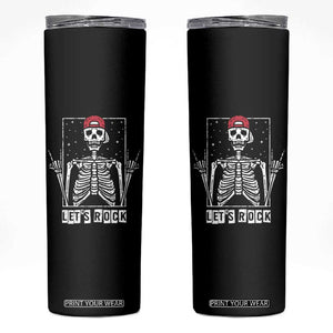 Rock On Skeleton Hand Skinny Tumbler Rock and Roll Horns Up TB10 Black Print Your Wear