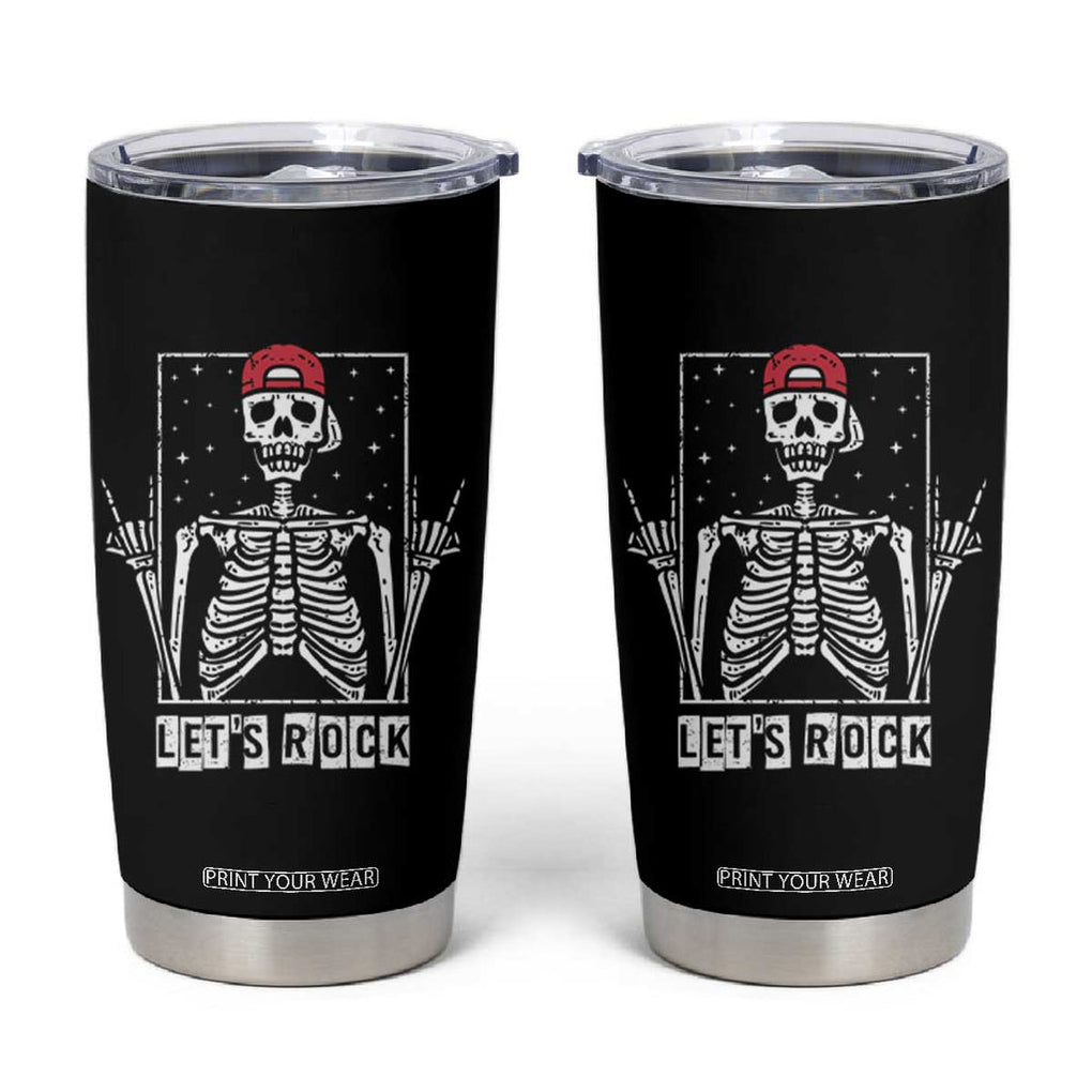 Rock On Skeleton Hand Tumbler Cup Rock and Roll Horns Up TB10 Black Print Your Wear