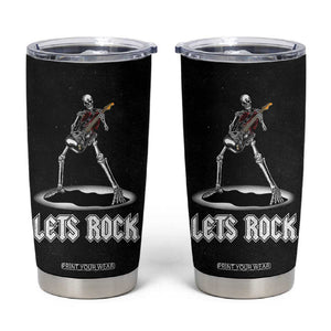 Skeleton Guitar Guy Tumbler Cup Let's Rock And Roll Band Rock On Vintage Rocker Funny Halloween Gifts TB10 Black Print Your Wear