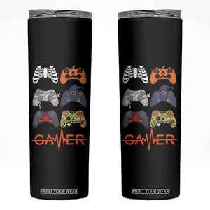 Funny Halloween Skeleton Zombie Gaming Controller Skinny Tumbler Gamer Gaming Gift for Son Boy Teen TB10 Black Print Your Wear