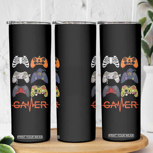 Funny Halloween Skeleton Zombie Gaming Controller Skinny Tumbler Gamer Gaming Gift for Son Boy Teen TB10 Print Your Wear