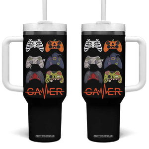 Funny Halloween Skeleton Zombie Gaming Controller Tumbler With Handle Gamer Gaming Gift for Son Boy Teen TB10 One Size: 40 oz Black Print Your Wear