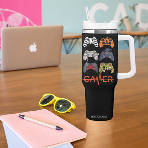 Funny Halloween Skeleton Zombie Gaming Controller Tumbler With Handle Gamer Gaming Gift for Son Boy Teen TB10 Print Your Wear