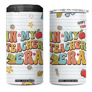 Teachers 4 in 1 Can Cooler Tumbler In My Teacher Era Preschool Kindergarten Teaching Life TB10 One Size: 16 oz White Print Your Wear