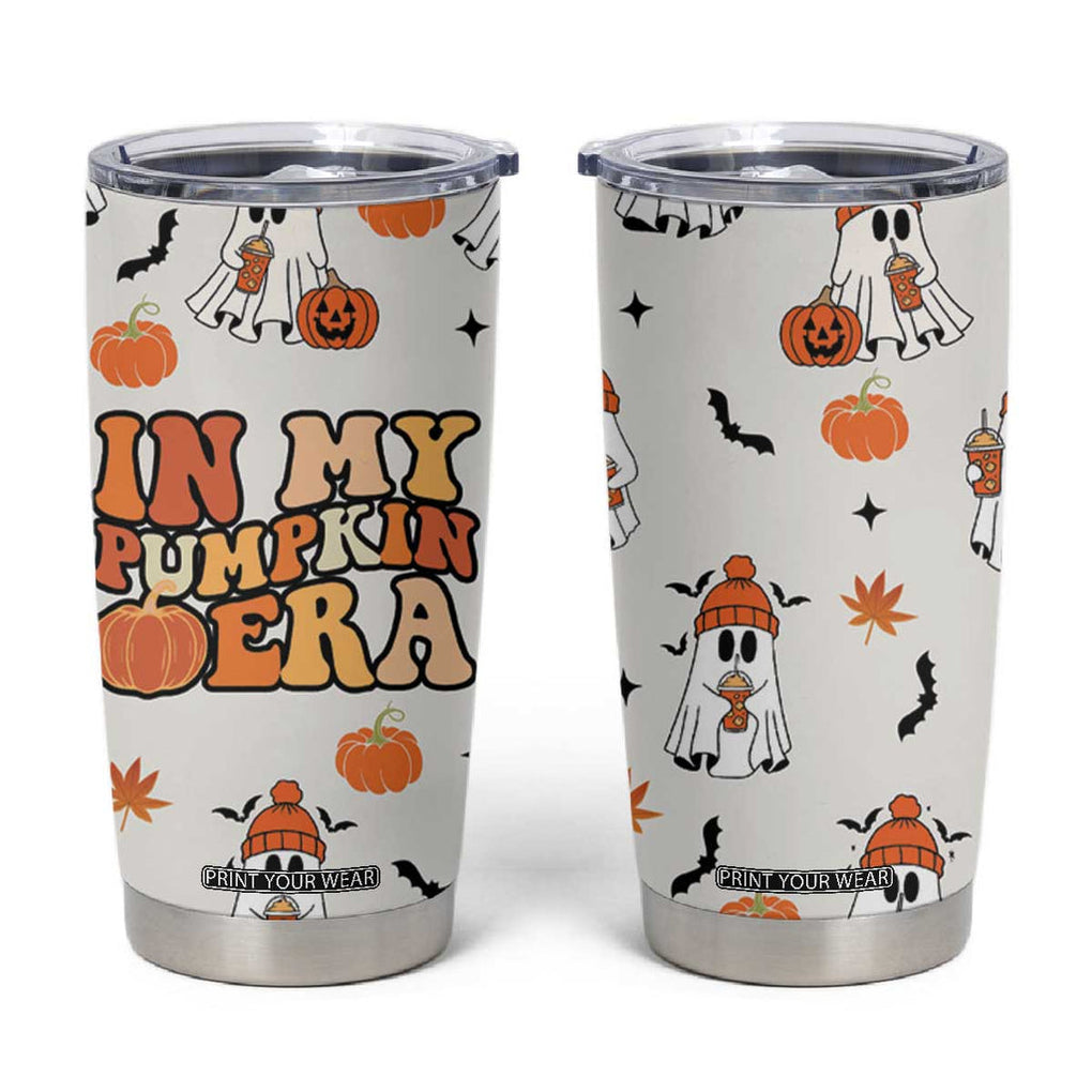 Cute Ghost Fall Coffee Tumbler Cup In My Pumpkin Era Retro Funny Fall Vibes Thanksgiving Halloween TB10 Cream Print Your Wear