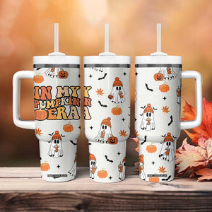 Cute Ghost Fall Coffee Tumbler With Handle In My Pumpkin Era Retro Funny Fall Vibes Thanksgiving Halloween TB10 Print Your Wear