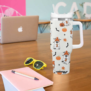 Cute Ghost Fall Coffee Tumbler With Handle In My Pumpkin Era Retro Funny Fall Vibes Thanksgiving Halloween TB10 Print Your Wear