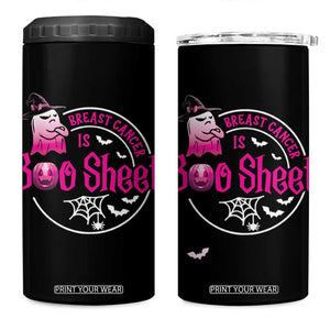 Cute Ghost Halloween Breast Cancer Awareness 4 in 1 Can Cooler Tumbler Breast Cancer Is Boo Sheet TB10 One Size: 16 oz Black Print Your Wear